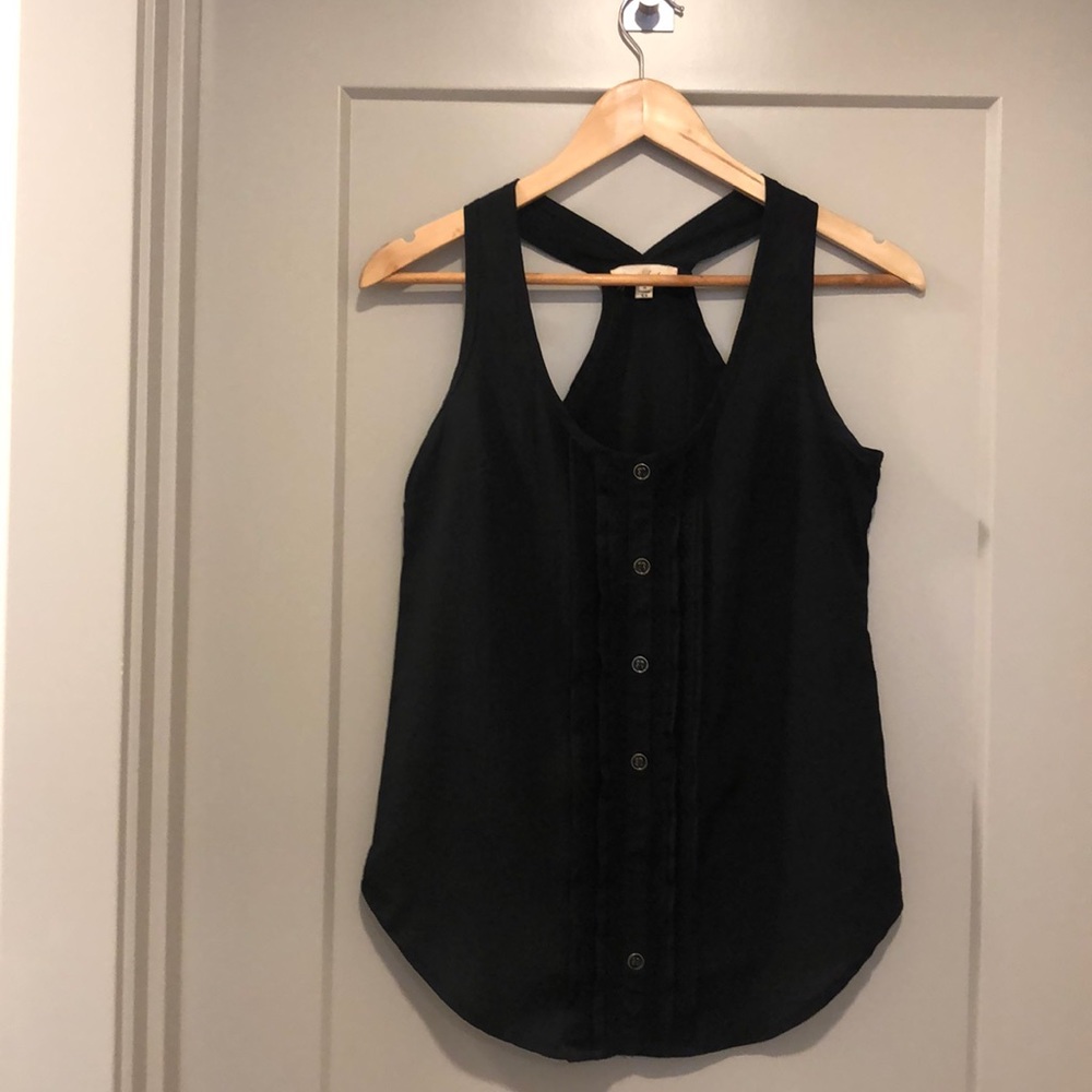 Black Button Front Tank